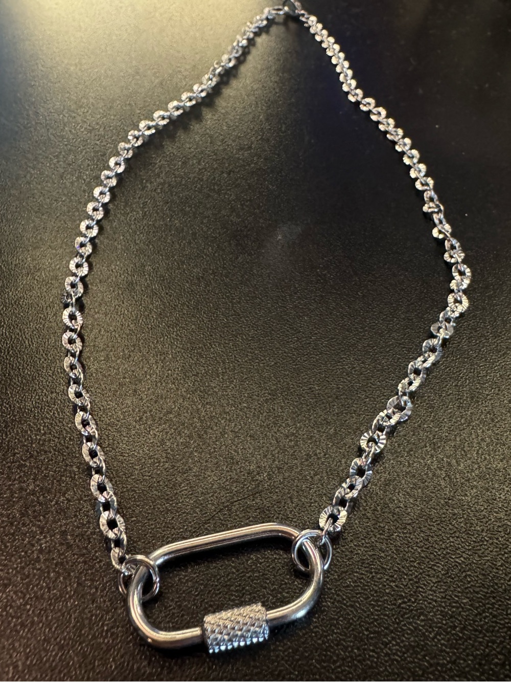 Stainless steel silver carabiner chain 16 inches